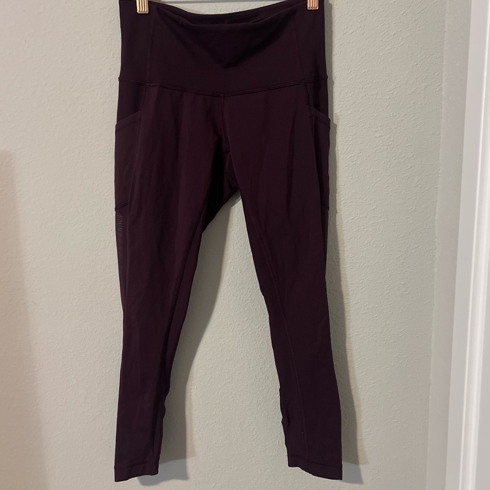 Lululemon Leggings 6 High Waist Maroon Mesh Leg